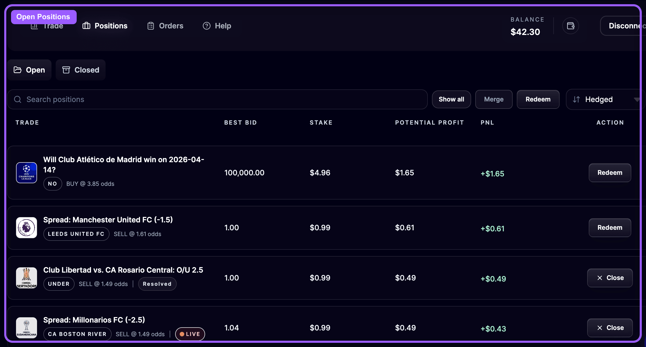 Open positions highlight