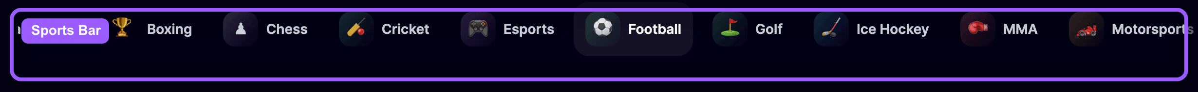 Sports bar highlight