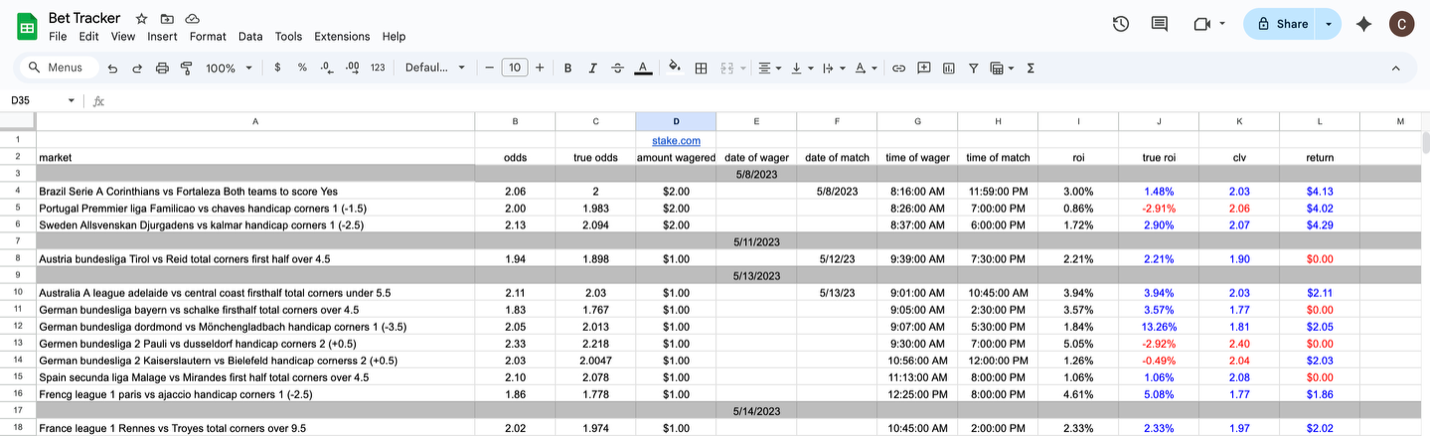 Stake Bet Tracker Example